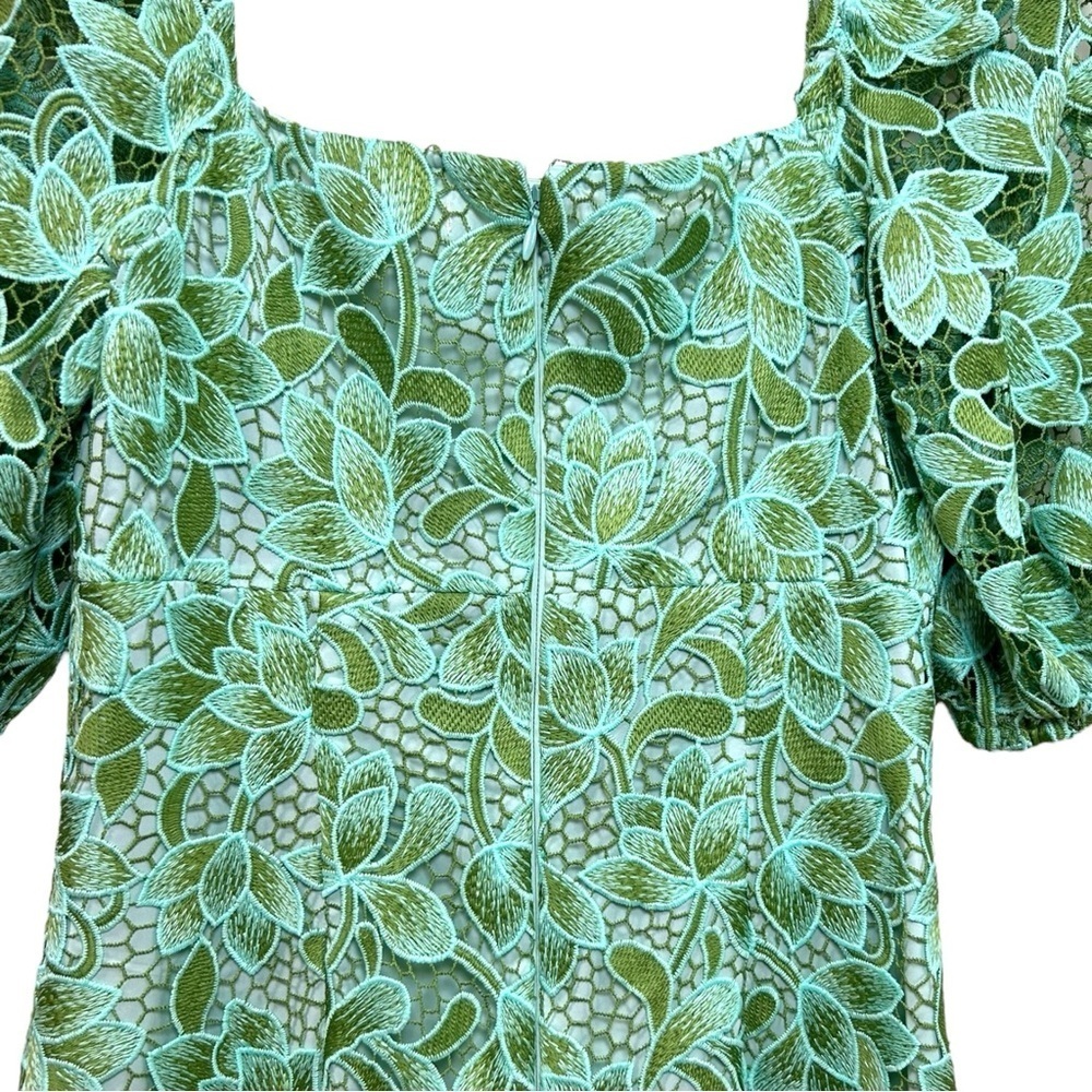 Shoshanna - Women’s ‘Layne’ Lace Puff-Sleeve Minidress - Light Green, Size 0 - Picture 10 of 15